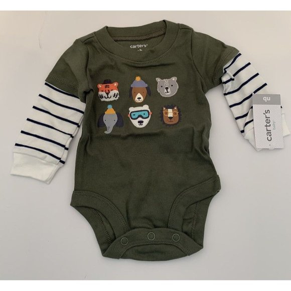 Newborn Carter's 2 Piece Pants and Shirt Animal Outdoor Theme Joggers - Picture 3 of 11